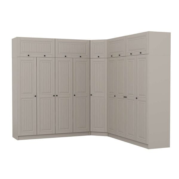 Kale 9 Kapaklı 4 Çekmeceli Köşe Dolap + Yüklük Kumtaşı Mebran İlkbahar