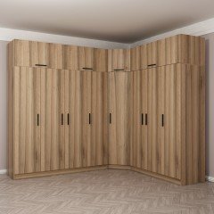 Minar Kale 8 Kapaklı 4 Ç Köşe Dolap + Yüklük Dore