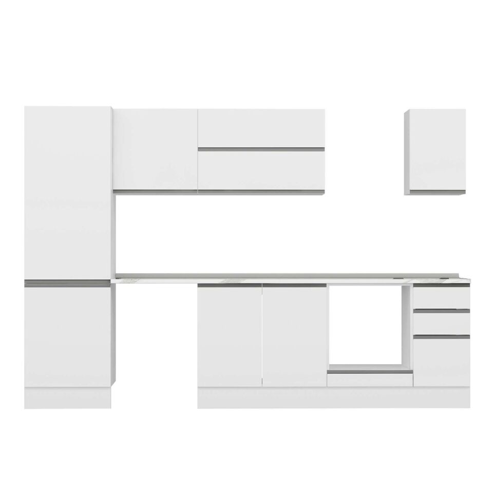 Alvinka 310X210 Cm High Gloss Mutfak Dolabı M-E90S60S40-2 High Gloss | Beyaz - Mdf