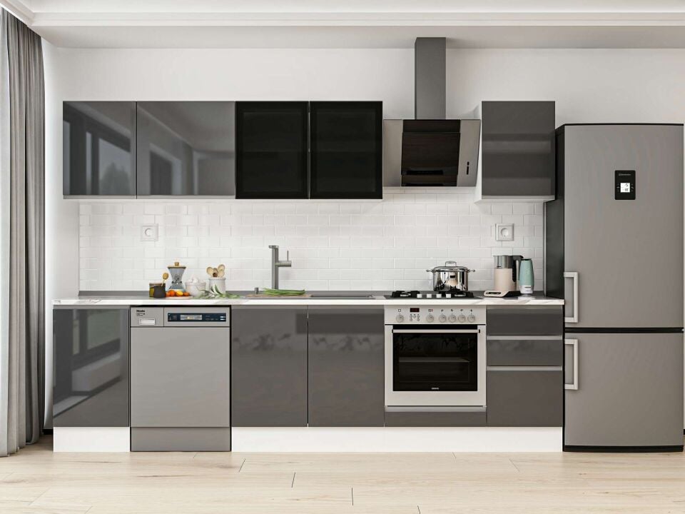 Alvinka 300X210 Cm High Gloss Mutfak Dolabı M-E90S45S45-3