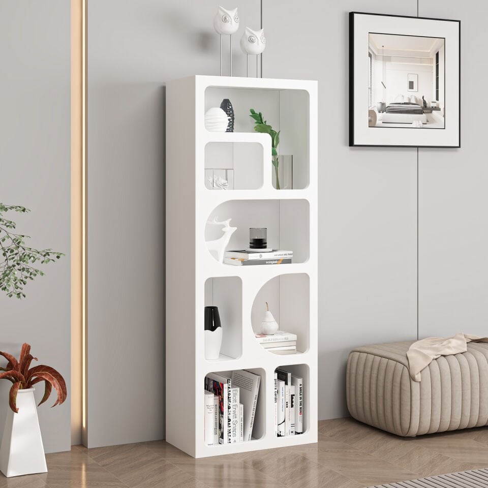 Bohem Kitaplık 135 Cm Mebran - Beyaz