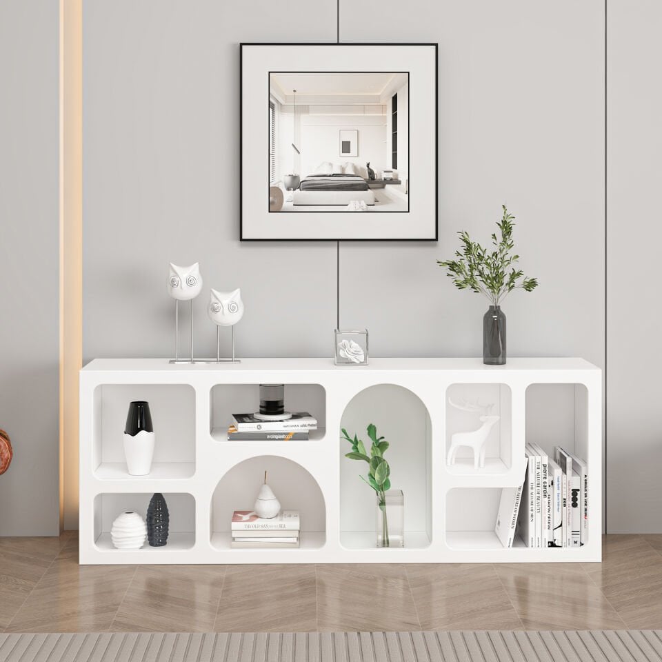 Bohem Kitaplık 135 Cm Mebran - Beyaz