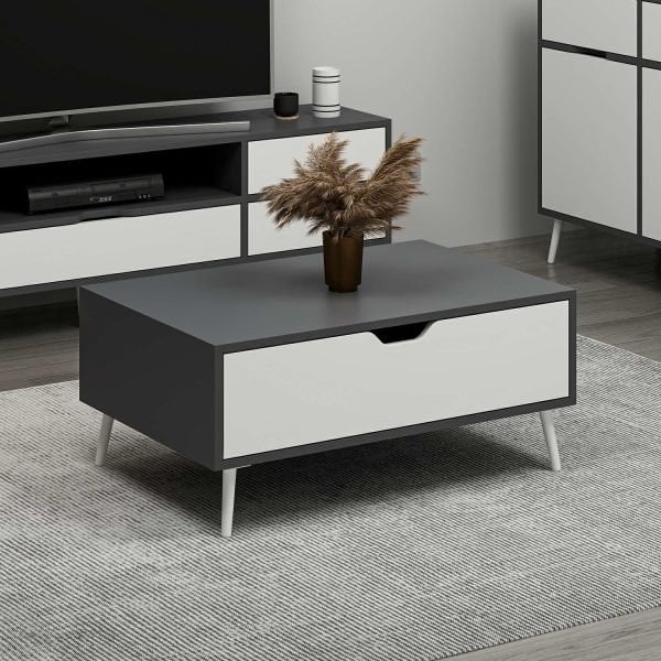 Elina Ayaklı Orta Sehpa - Antrasit/Beyaz