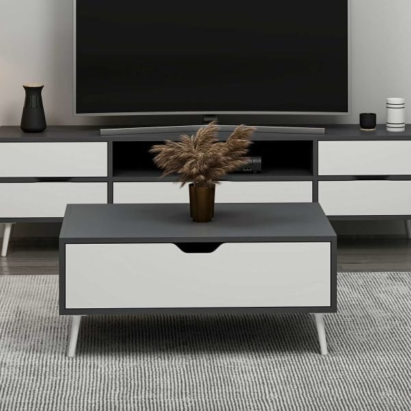 Elina Ayaklı Orta Sehpa - Antrasit/Beyaz