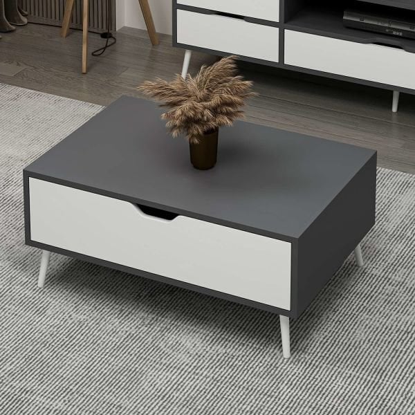 Elina Ayaklı Orta Sehpa - Antrasit/Beyaz