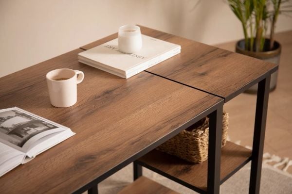 Cera Raflı Masa - Barok Ceviz