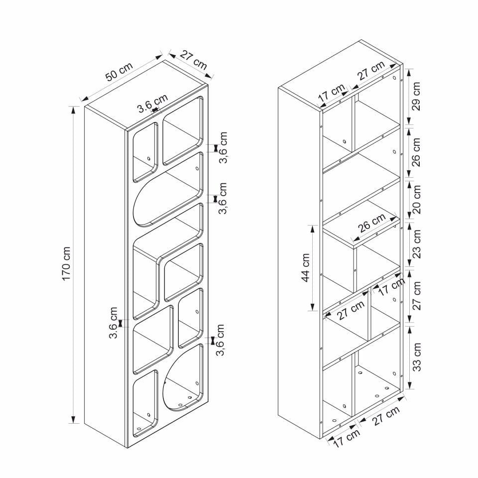 Bohem Kitaplık 170 Cm Mebran - Beyaz