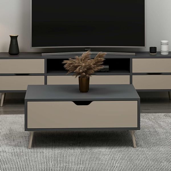 Elina Ayaklı Orta Sehpa - Antrasit/Kumtaşı