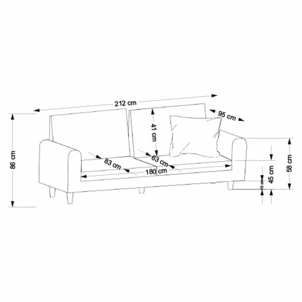Sare 3Lü Koltuk Antrasit
