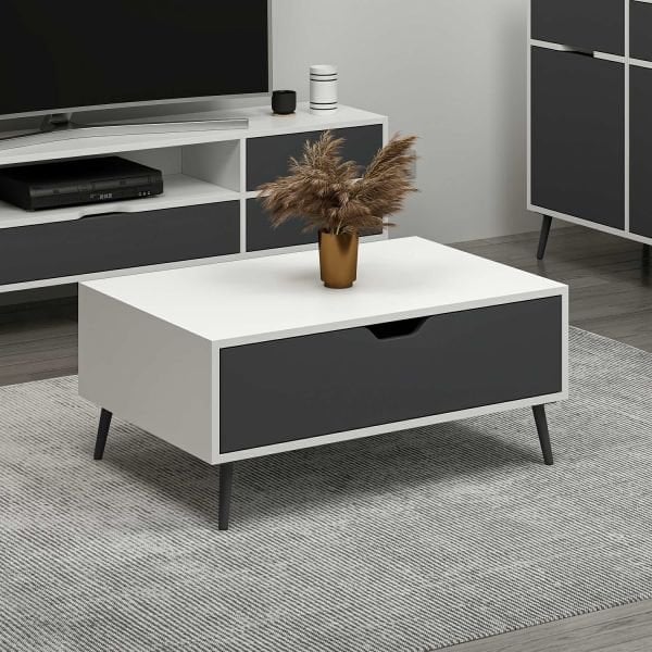 Elina Ayaklı Orta Sehpa - Beyaz/Antrasit