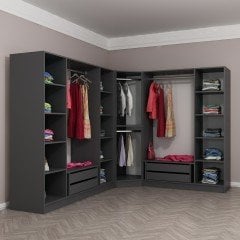 Minar Kale 8 Kapaklı 4 Ç Köşe Dolap Antrasit Dore