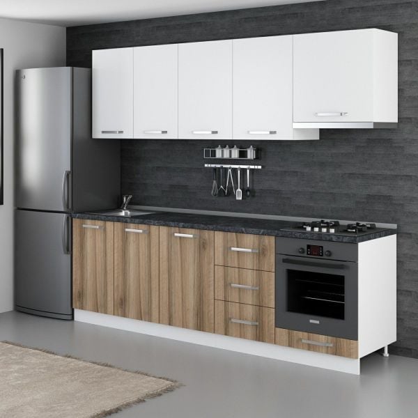 Minar 250 Cm Mutfak Dolabı Beyaz Dore 250-D5