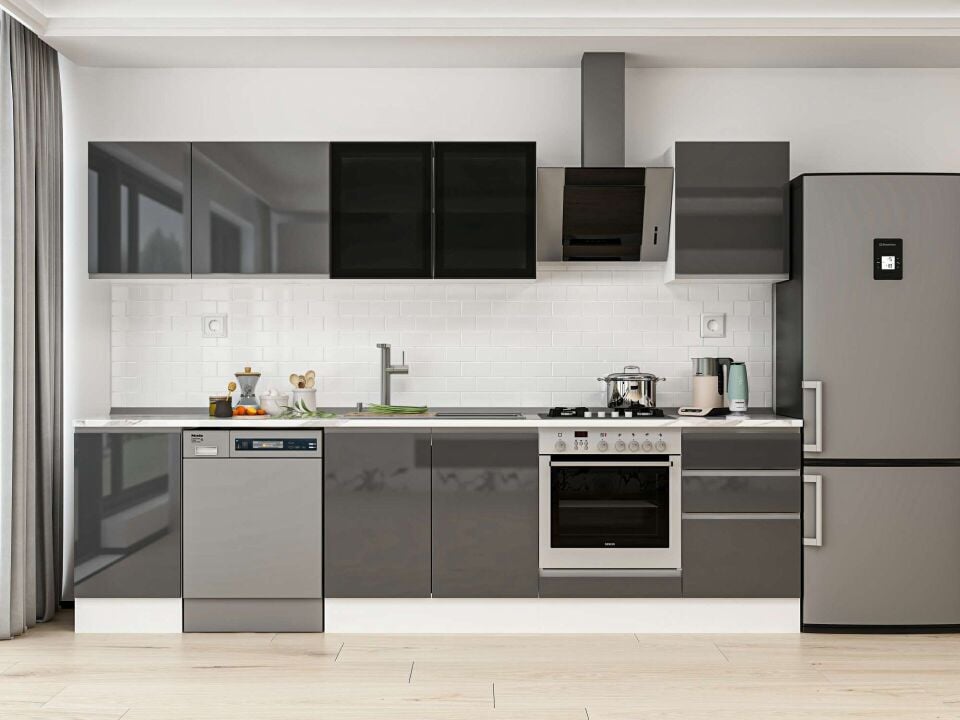 Alvinka 305X210 Cm High Gloss Mutfak Dolabı M-E90S45S50-3