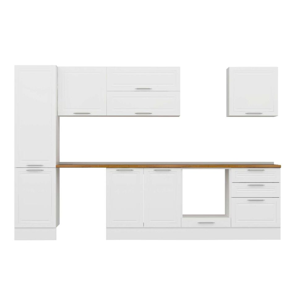 Alvinka 310X210 Cm Klasik Mebran Mutfak Dolabı Mb-E80B50S60-2 Mebran | Beyaz - Suntalam