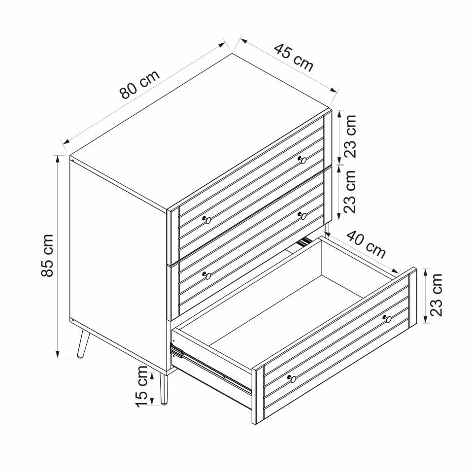 Bona Country 3 Çekmeceli Mebran Şifonyer