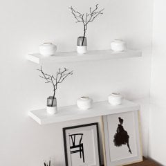 Minar Gizli Tutuculu 2'li Duvar Rafı 80 cm - M.Beyaz