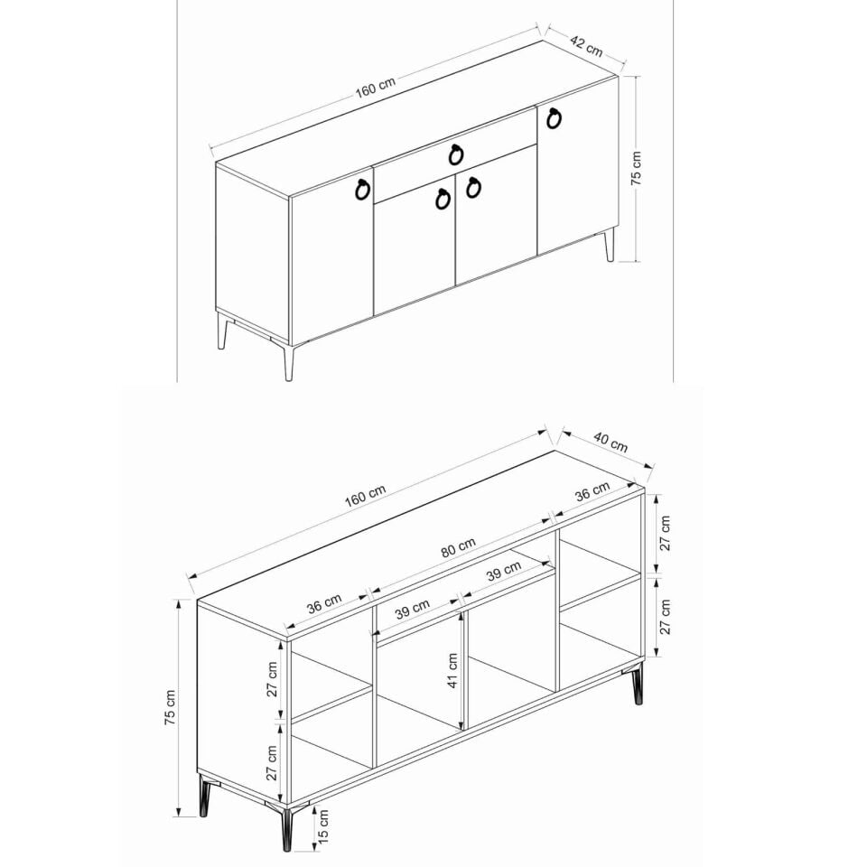 Minar Moon Modern Konsol 160 Cm - Dore Ceviz