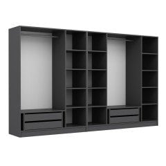 Minar Kale 7 Bölmeli 4 Çekmeceli Giyinme Dolabı Antrasit