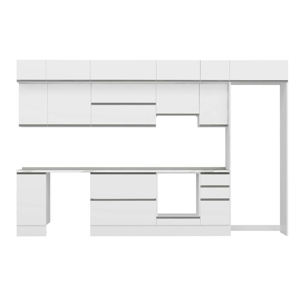 Alvinka 360X240 Cm High Gloss Mutfak Dolabı Mb-E80S40S40-1 High Gloss | Beyaz - Mdf