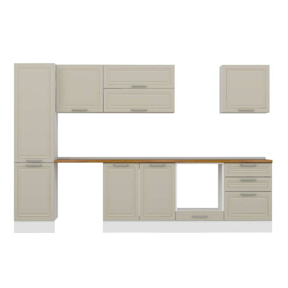 Alvinka 310X210 Cm Klasik Mebran Mutfak Dolabı Mb-E80B50S60-2 Mebran | Kumtaşı - Suntalam