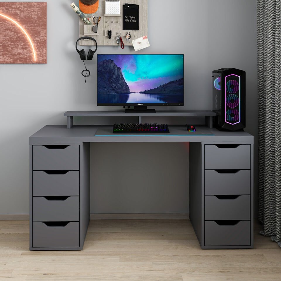 Alen 150 Cm 8 Çekmeceli Çalışma & Oyuncu Masası - Antrasit