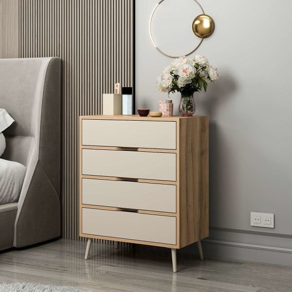 Elina Ayaklı 4 Çekmeceli Şifonyer - Dore/Kumtaşı