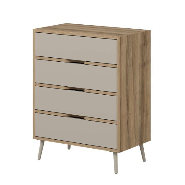Elina Ayaklı 4 Çekmeceli Şifonyer - Dore/Kumtaşı