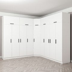 Minar Kale 9 Kapaklı 4 Ç Köşe Dolap + Yüklük Beyaz