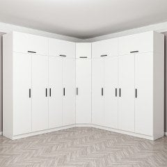 Minar Kale 9 Kapaklı 4 Ç Köşe Dolap + Yüklük Beyaz