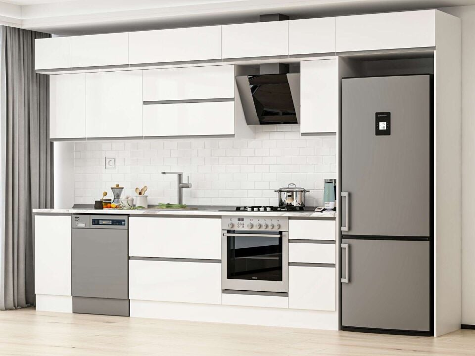 Alvinka 360X240 Cm High Gloss Mutfak Dolabı Mb-E80S40S40-2 High Gloss | Beyaz - Mdf