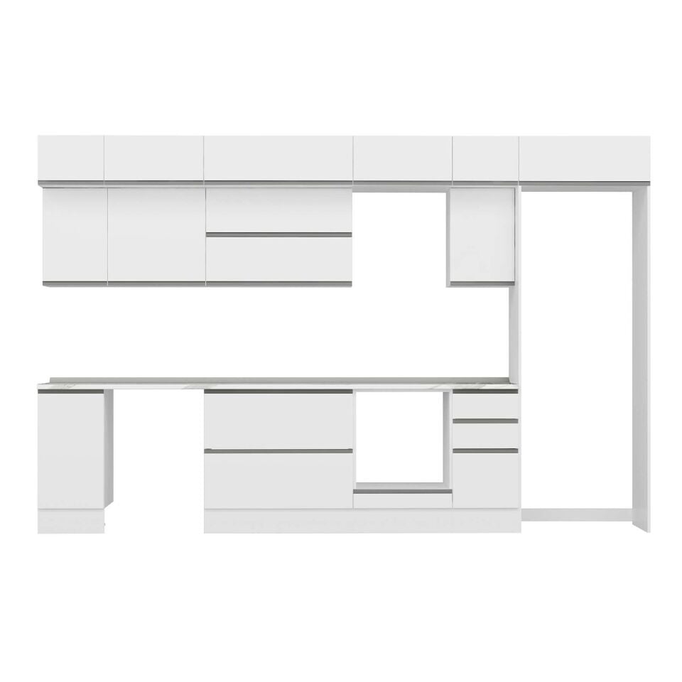 Alvinka 360X240 Cm High Gloss Mutfak Dolabı Mb-E80S40S40-2 High Gloss | Beyaz - Mdf