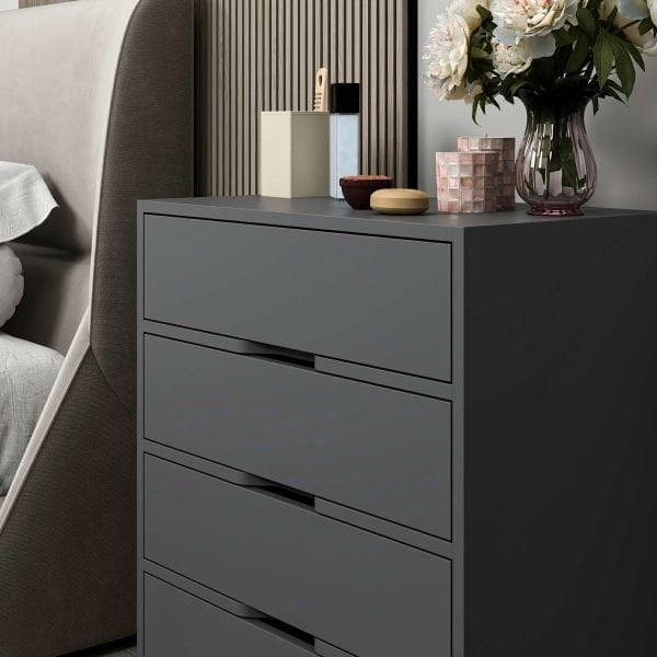 Elina Ayaklı 4 Çekmeceli Şifonyer - Antrasit/Antrasit