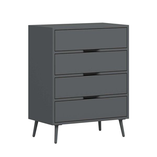 Elina Ayaklı 4 Çekmeceli Şifonyer - Antrasit/Antrasit
