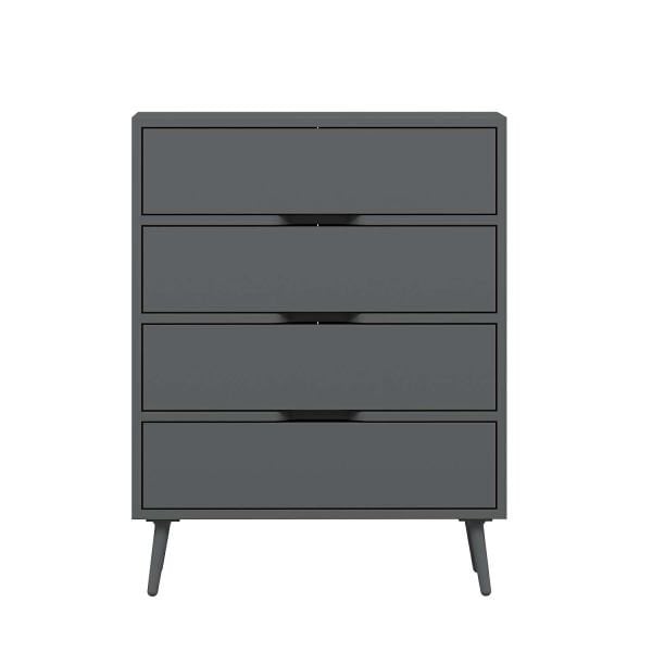 Elina Ayaklı 4 Çekmeceli Şifonyer - Antrasit/Antrasit