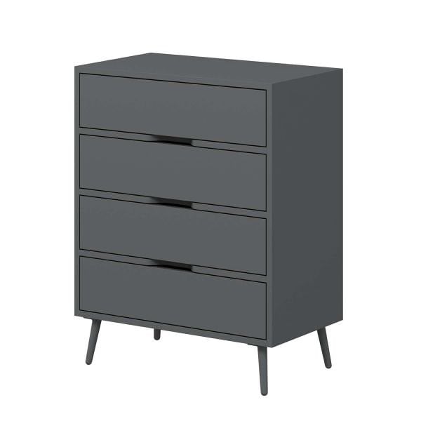 Elina Ayaklı 4 Çekmeceli Şifonyer - Antrasit/Antrasit