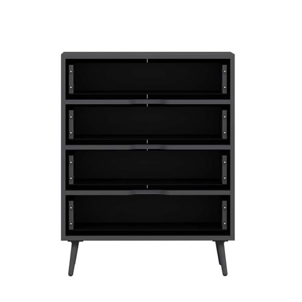 Elina Ayaklı 4 Çekmeceli Şifonyer - Antrasit/Antrasit