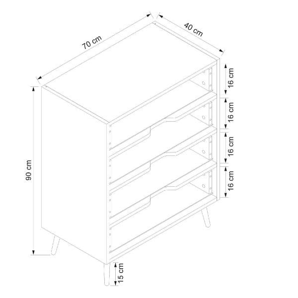Elina Ayaklı 4 Çekmeceli Şifonyer - Antrasit/Antrasit