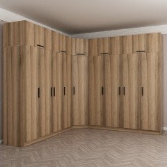 Minar Kale 9 Kapaklı 4 Ç Köşe Dolap + Yüklük Dore