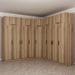 Minar Kale 9 Kapaklı 4 Ç Köşe Dolap + Yüklük Dore