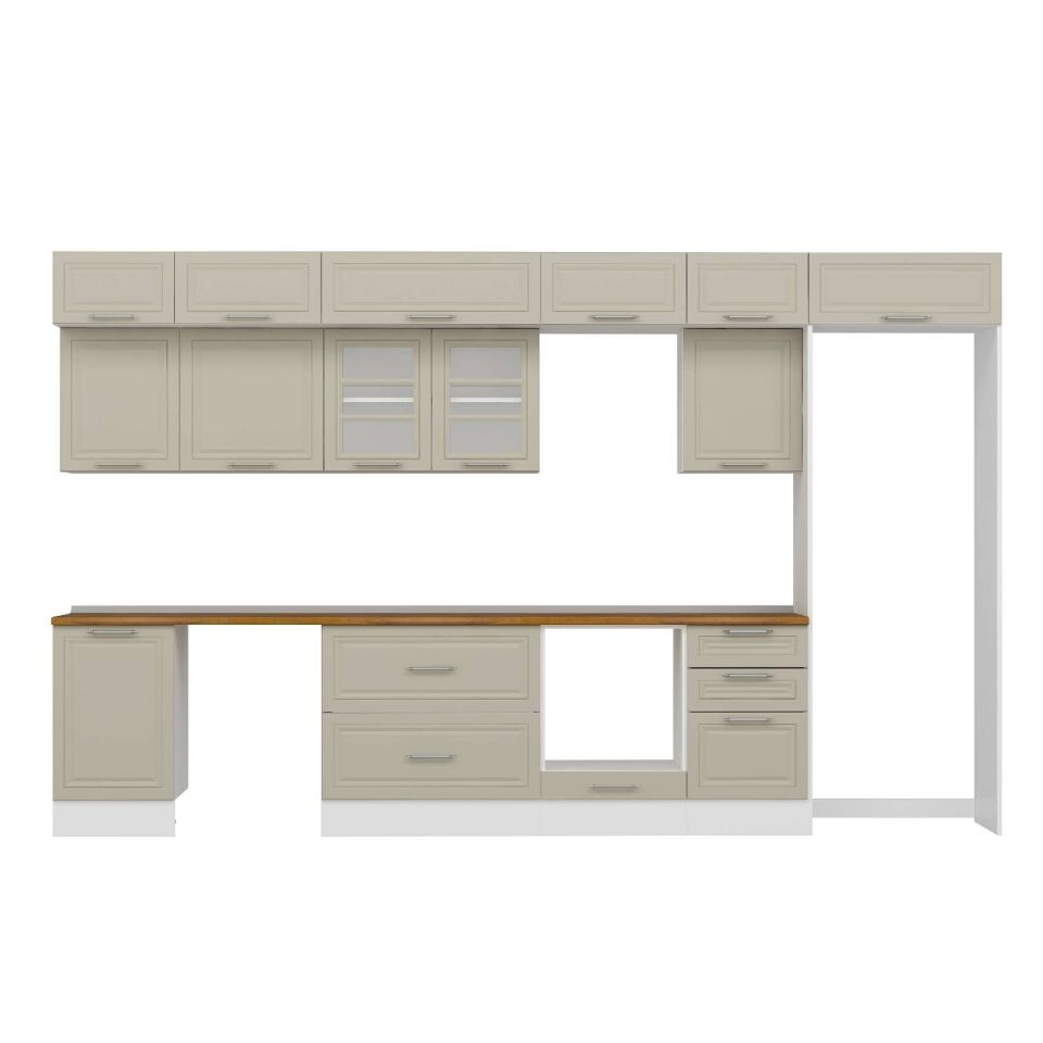 Alvinka 380X240 Cm Klasik Mebran Mutfak Dolabı Mb-E80S50S50-3 Mebran | Kumtaşı - Suntalam