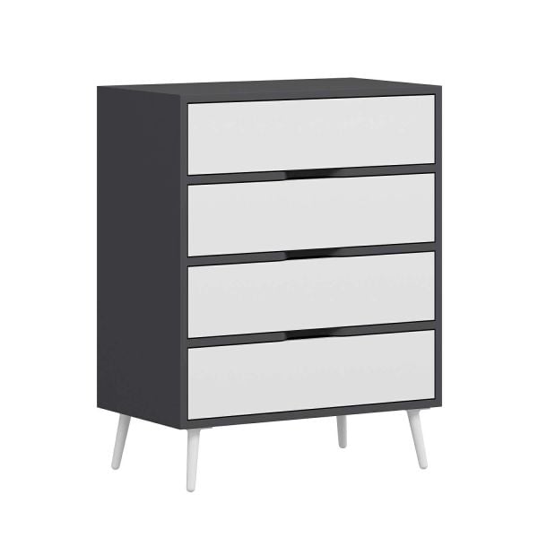 Elina Ayaklı 4 Çekmeceli Şifonyer - Antrasit/Beyaz