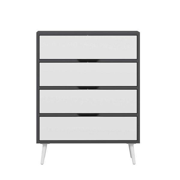Elina Ayaklı 4 Çekmeceli Şifonyer - Antrasit/Beyaz