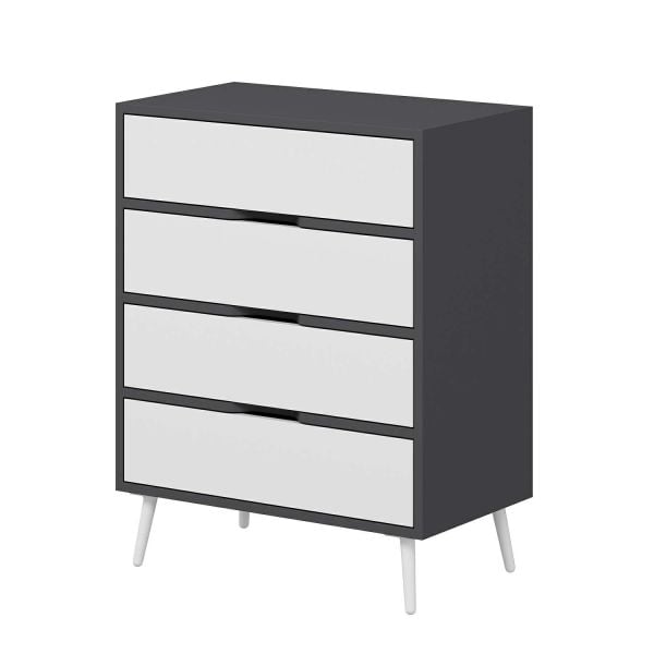 Elina Ayaklı 4 Çekmeceli Şifonyer - Antrasit/Beyaz