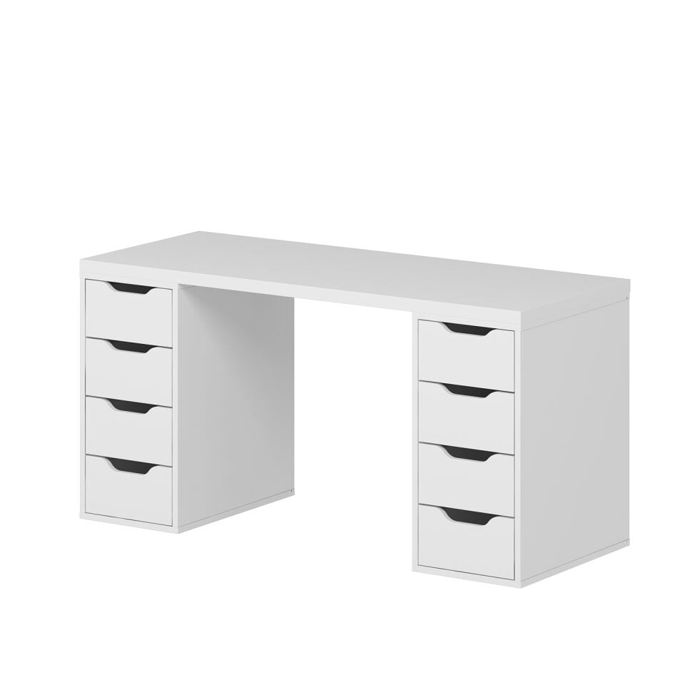 Alen 150 Cm 8 Çekmeceli Çalışma & Oyuncu Masası - Beyaz