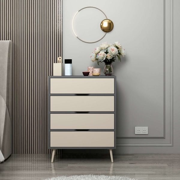 Elina Ayaklı 4 Çekmeceli Şifonyer - Antrasit/Kumtaşı