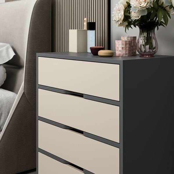 Elina Ayaklı 4 Çekmeceli Şifonyer - Antrasit/Kumtaşı