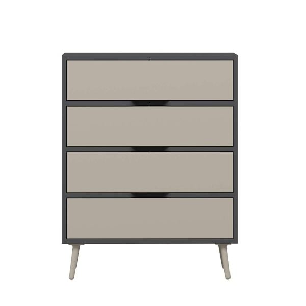 Elina Ayaklı 4 Çekmeceli Şifonyer - Antrasit/Kumtaşı
