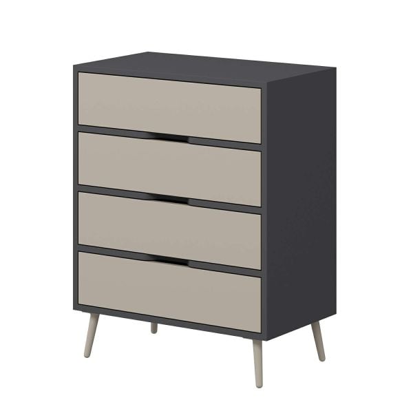 Elina Ayaklı 4 Çekmeceli Şifonyer - Antrasit/Kumtaşı