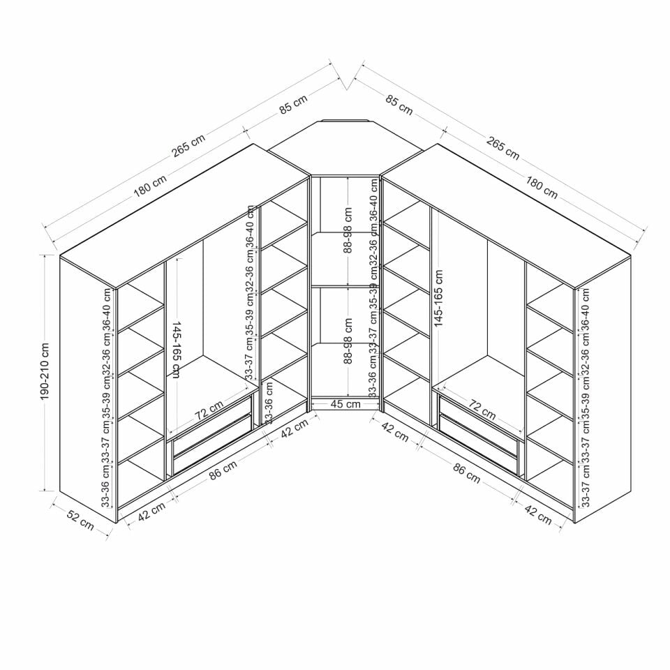 Minar Kale 9 Kapaklı 4 Ç Köşe Dolap Antrasit