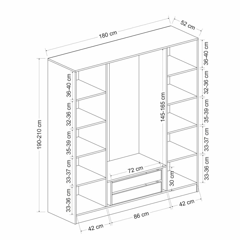 Minar Kale 180cm Giyinme Dolabı